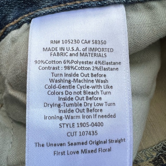 🎯Current/Elliott The Uneven Seamed Original Straight First Love Mixed Jeans - Picture 14 of 14